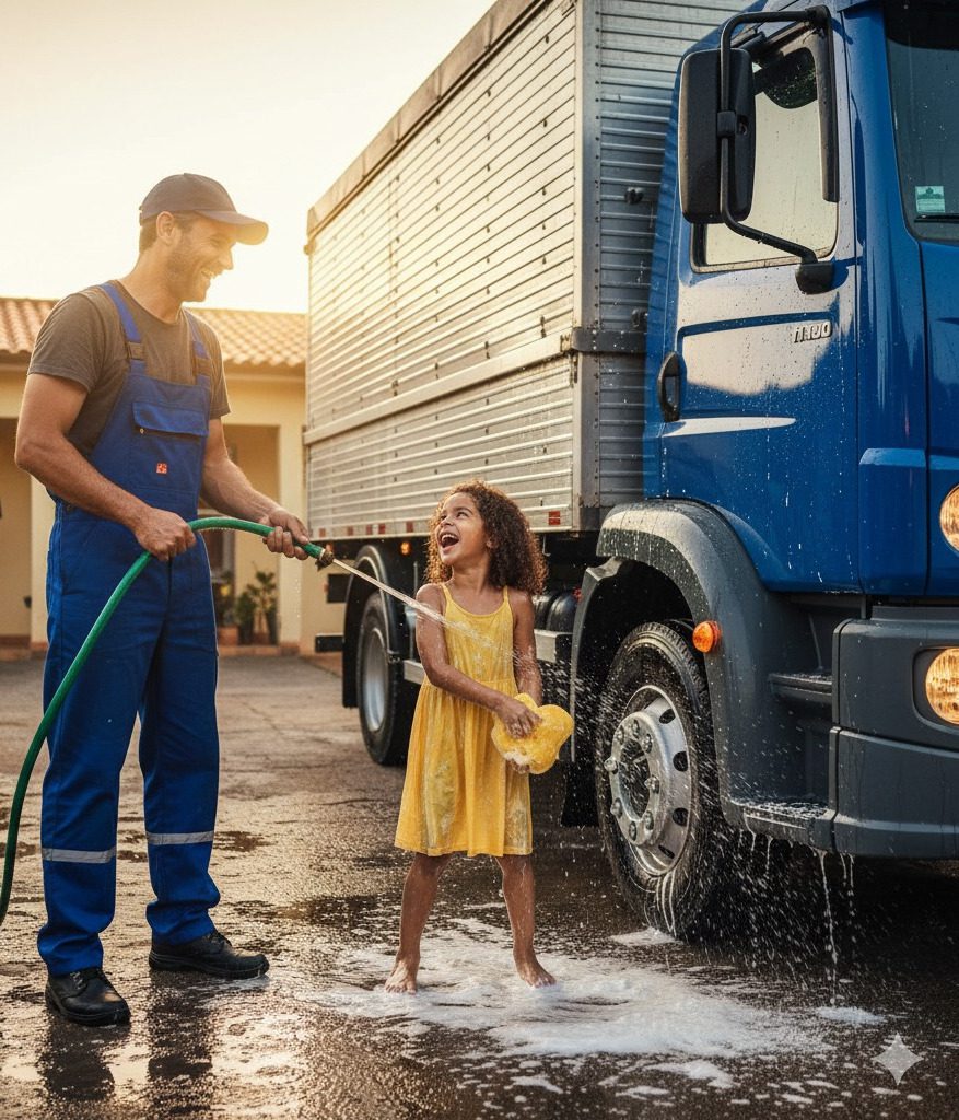 APVS TRUCK 27 pai_e_filha_lavando_caminhao